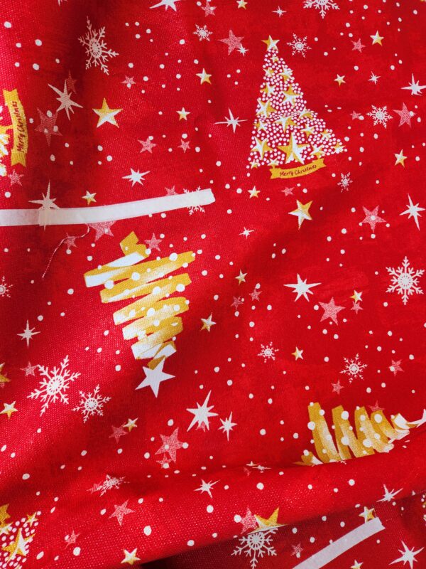 Loneta Estampada Lurex Rondel Oro Rojo2
