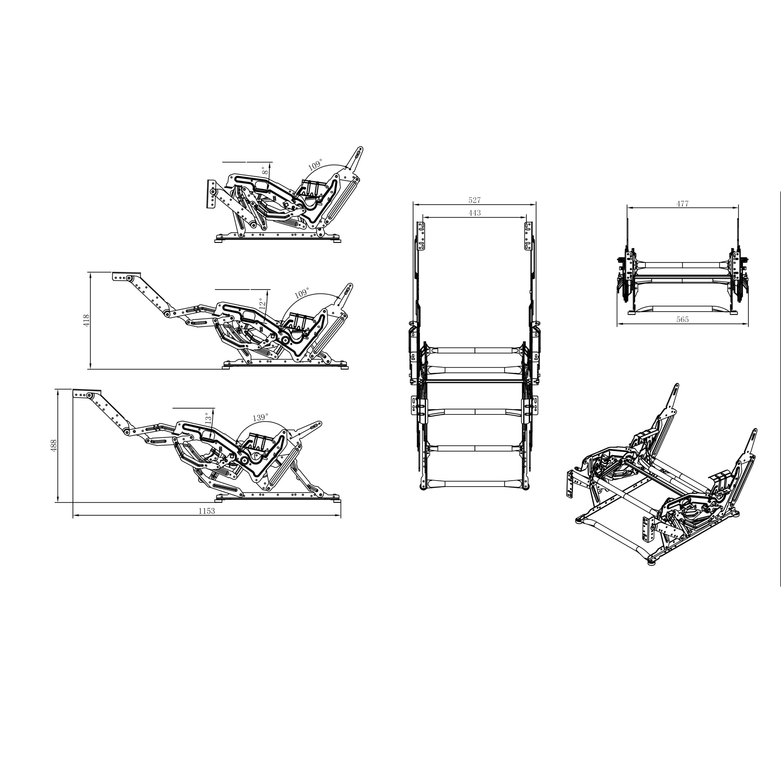 Mecanismo Relax Manual Alfa 02 Ancho Ext.495 mm NG PLANO