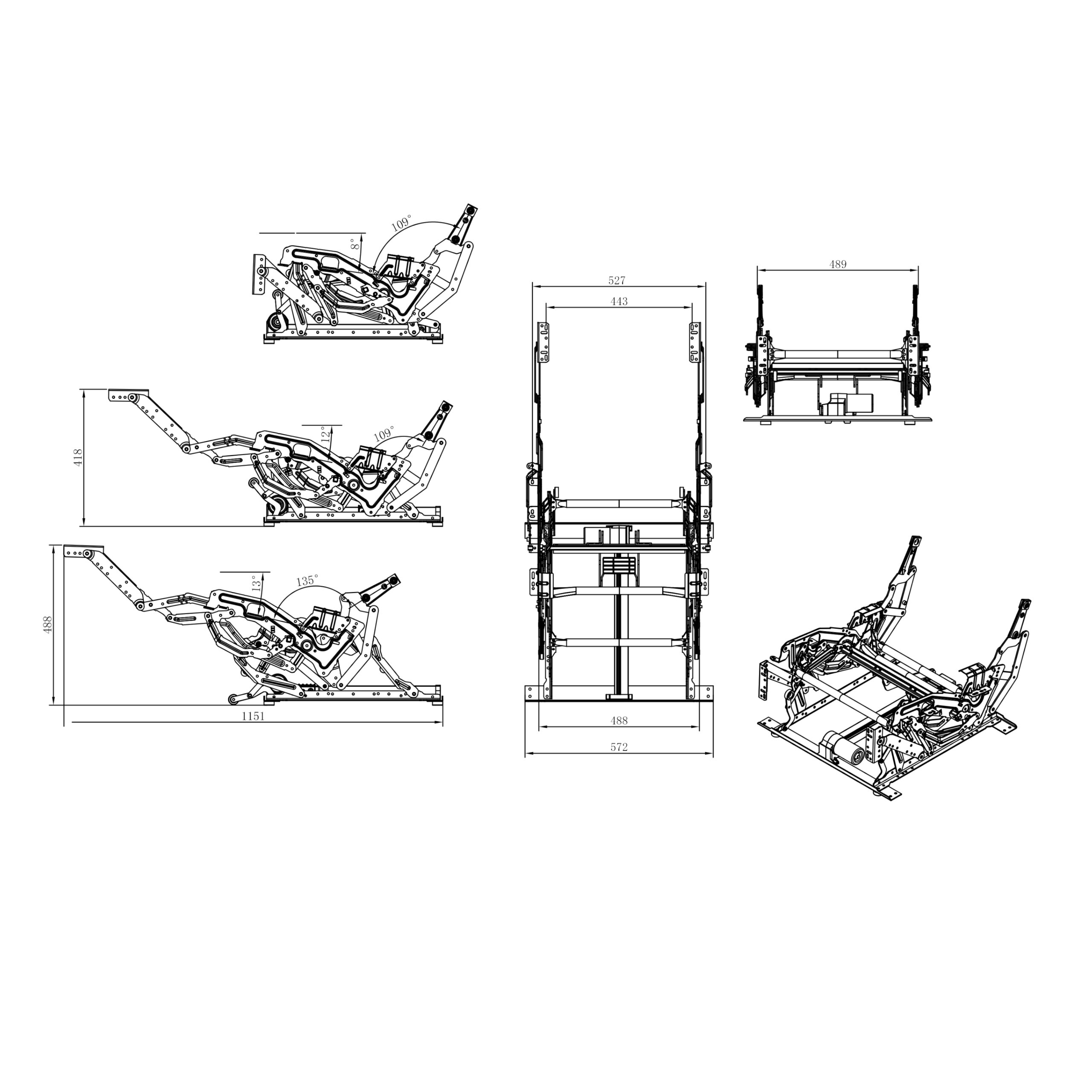 Mecanismo Relax Motor Alfa 32 Anticaida NG Ancho Ext.495 mm PLANO